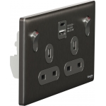 Schneider Electric UNICA X 13A 雙位雙極開關插座連USB A+C 21W (炫星銀)